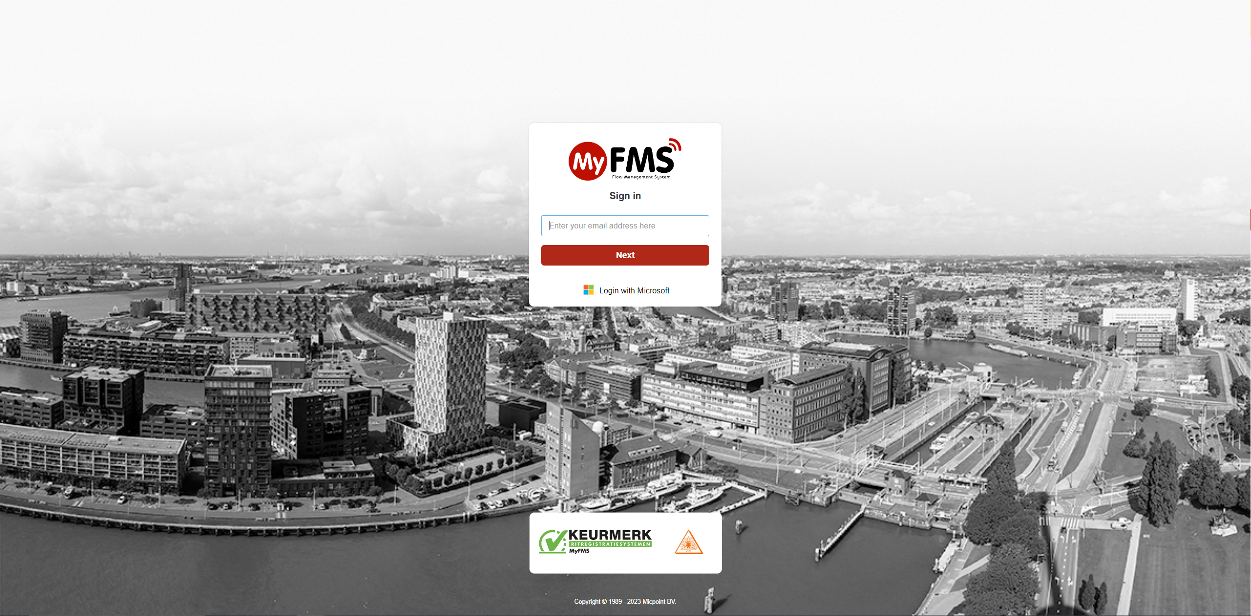 MyFMS login scherm